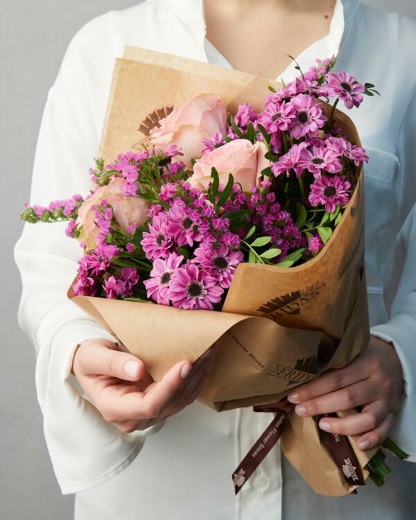 Bouquet Pink Bubble con incarto e marchio Frida's